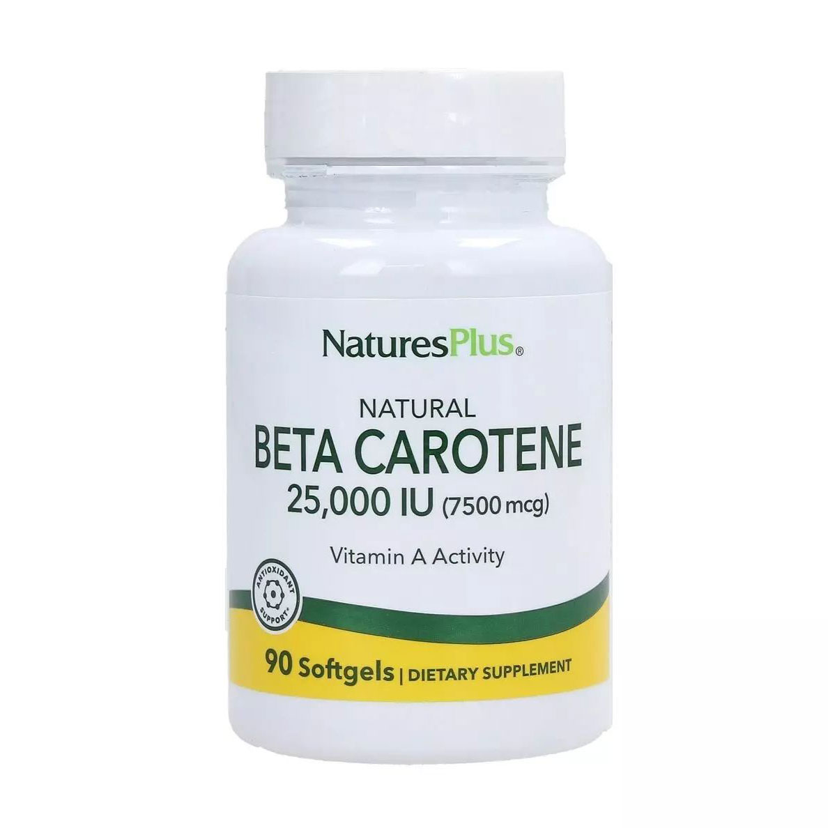Бета-каротин NaturesPlus Beta Carotene 25000 МО, 90 гелевих капсул